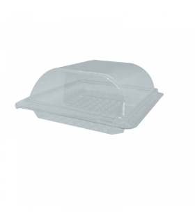 Boite plastique transparente avec couvercle charnière  150x140mm H57mm - 300Pcs