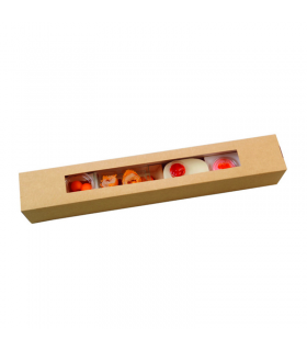 Boite repas large carton brun avec fenêtre "Plumier"  600x90mm H90mm - 50Pcs