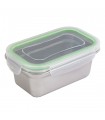 Boite repas rectangulaire NoxBox en inox avec couvercle en plastique PP  163x100mm H65mm 620ml - 6Pcs