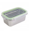 Boite repas rectangulaire NoxBox en inox avec couvercle en plastique PP  223x150mm H80mm 1 600ml - 6Pcs