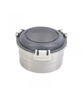 Boite ronde NoxBox en inox avec couvercle en plastique PP noir et fermeture hermétique  H73mm 600ml - 12Pcs