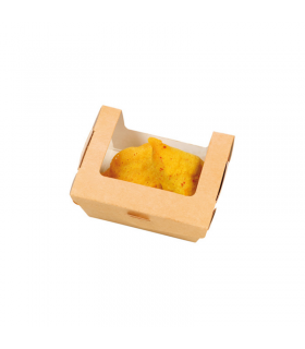 Boite salade carton kraft brun à fenêtre  100x80mm H40mm 250ml - 250Pcs