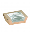 Boite salade carton kraft brun à fenêtre  120x100mm H40mm 375ml - 250Pcs