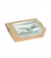 Boite salade carton kraft brun à fenêtre  135x115mm H40mm 500ml - 100Pcs