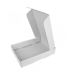 Boite traiteur lunch carton microcannelé blanc  280x190mm H60mm - 25Pcs