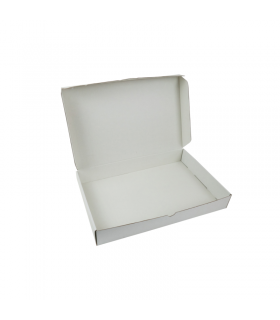 Boite traiteur lunch carton microcannelé blanc  420x280mm H60mm - 25Pcs