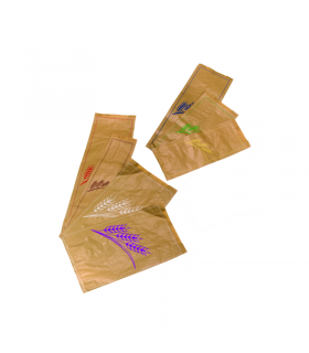Sac à pain papier kraft brun décor bleu  170x70mm H490mm - 1000Pcs