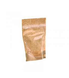 Sac poche debout kraft transparent avec zip de fermeture  150 H220mm - 200Pcs