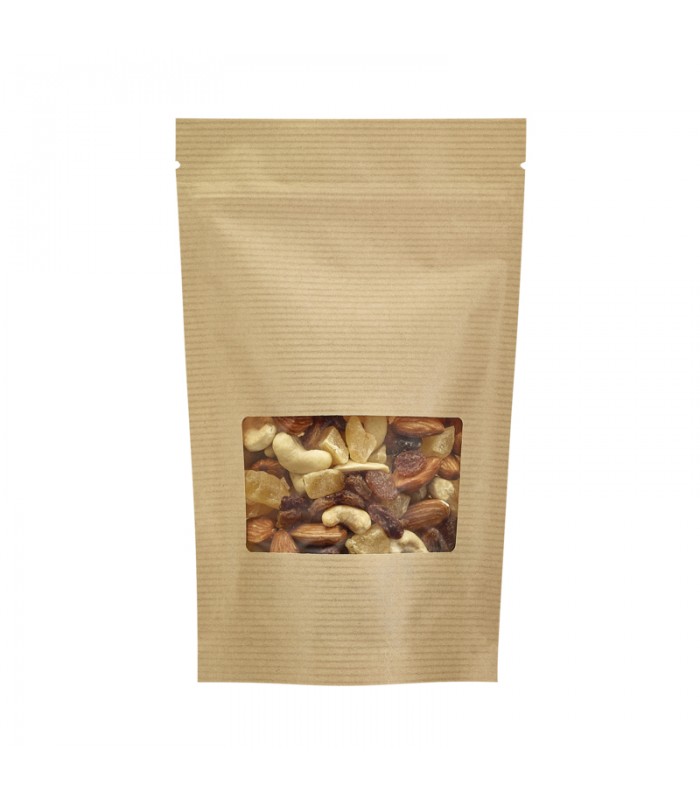Sac poche debout kraft transparent avec zip de fermeture 130 H210mm - 200Pcs