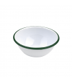 Bol Enamel blanc en acier émaillé  à bord plat et vert   H65mm 550ml - 12Pcs