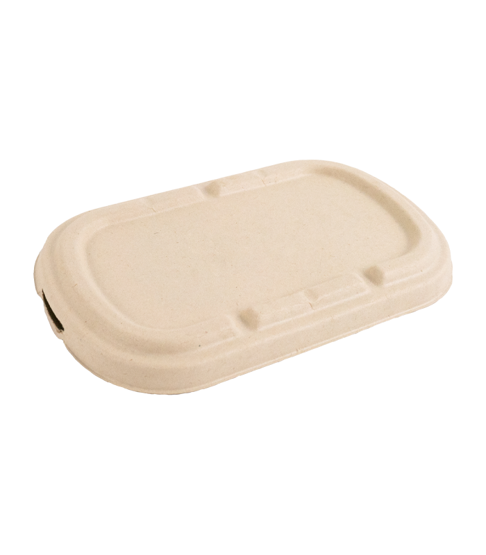 Couvercle plat rectangulaire brun en pulpe  205x123mm H15mm - 300Pcs