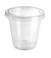 Pot plastique PP transparent avec couvercle PET plat   H62mm 165ml - 1200Pcs