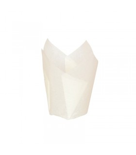 Caissette de cuisson forme tulipe en papier blanc siliconé   H80mm - 1200Pcs
