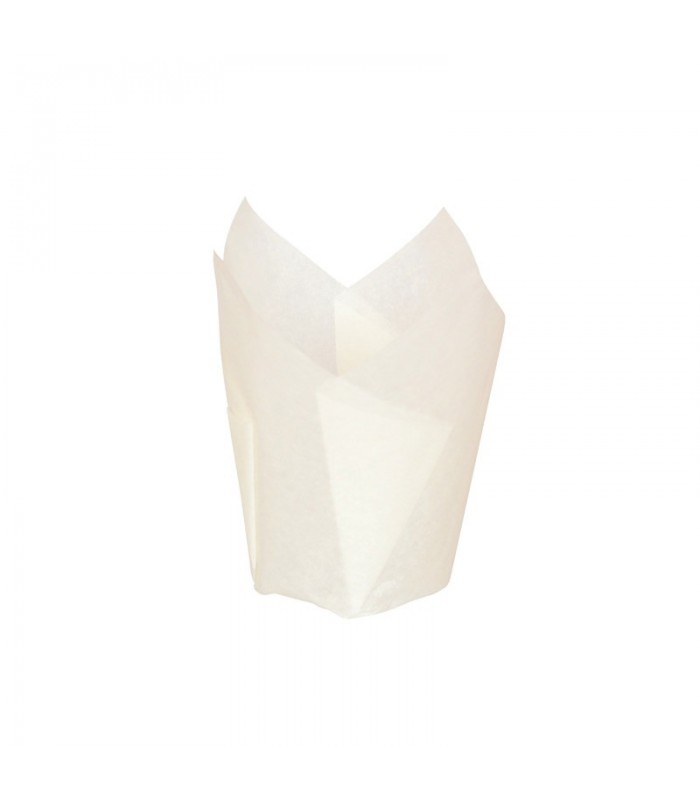 Caissette de cuisson forme tulipe en papier blanc siliconé   H80mm - 1200Pcs