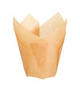 Caissette de cuisson forme tulipe en papier brun siliconé   H60mm - 1200Pcs