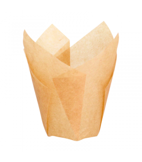 Caissette de cuisson forme tulipe en papier brun siliconé   H60mm - 1000Pcs