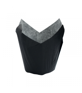Caissette de cuisson forme tulipe en papier noir ingraissable   H60mm - 1200Pcs
