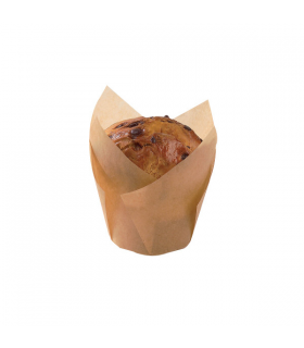 Caissette de cuisson papier tulipe brun siliconé "Krafty"  45mm  H80mm - 288Pcs