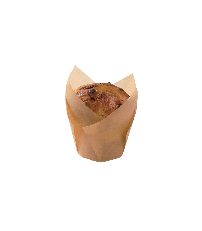 Caissette de cuisson papier tulipe brun siliconé "Krafty"  45mm  H80mm - 288Pcs