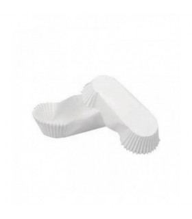 Caissette papier de cuisson ovale blanche siliconée 100x50mm H35mm - 100Pcs