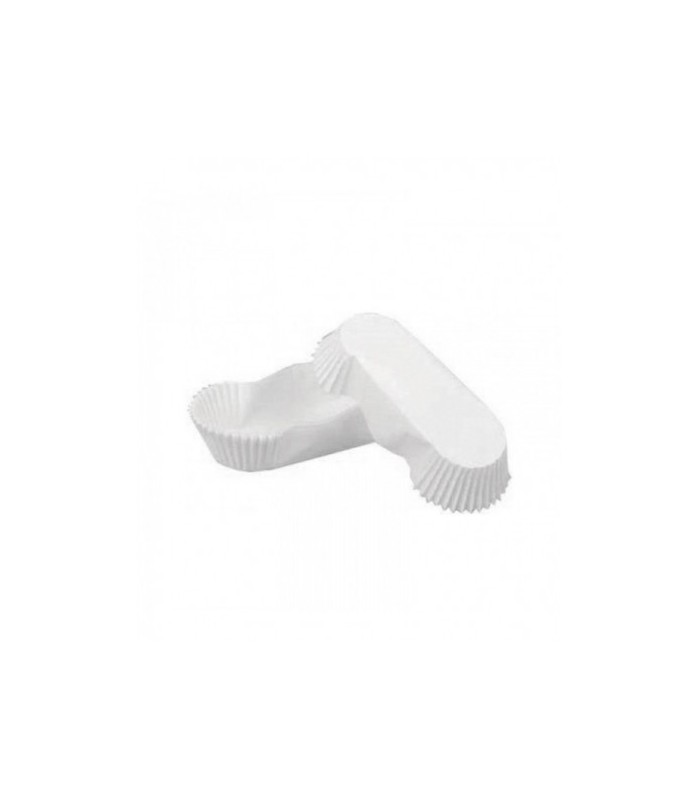 Caissette papier de cuisson ovale blanche siliconée 100x50mm H35mm - 100Pcs
