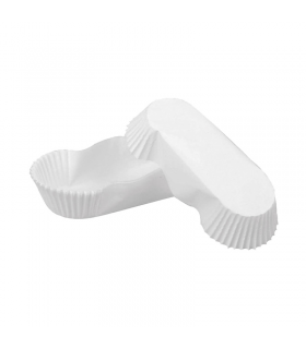 Caissette papier de cuisson ovale blanche siliconée 155x75mm H57mm - 50Pcs