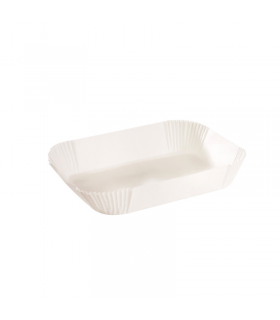 Caissette papier de cuisson ovale blanche siliconée 205x145mm H45mm - 50Pcs