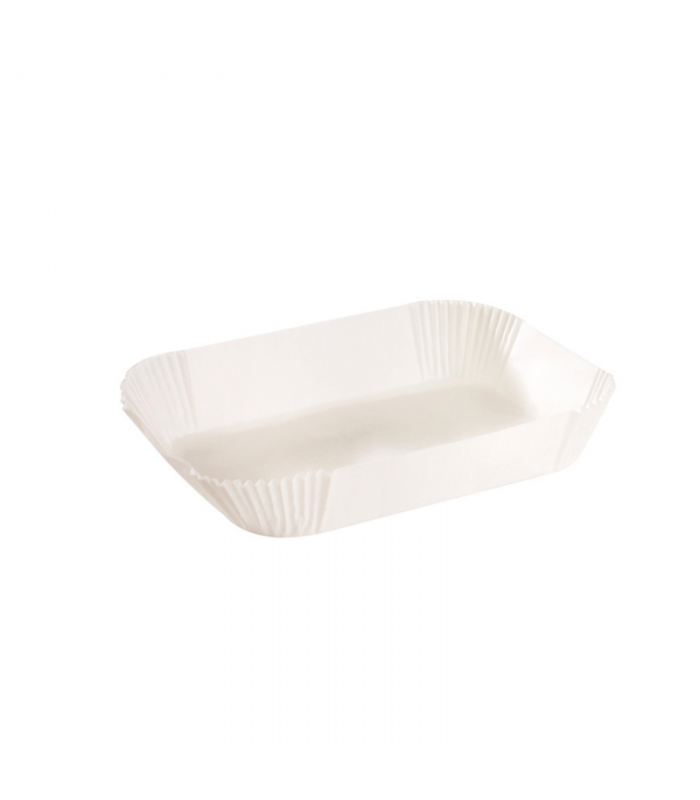 Caissette papier de cuisson ovale blanche siliconée 205x145mm H45mm - 50Pcs