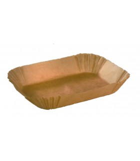 Caissette papier de cuisson ovale brune siliconée 155x75mm H57mm - 50Pcs