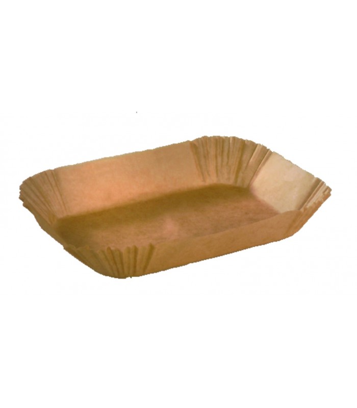 Caissette papier de cuisson ovale brune siliconée 155x75mm H57mm - 50Pcs