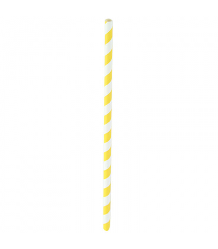Chalumeau papier jaune/blanc  6mm  H210mm - 600Pcs