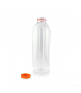 Bouteille transparente en plastique PET avec bouchon orange 68 H187mm 500ml - 150Pcs