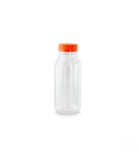 Bouteille transparente en plastique RPET avec bouchon attaché orange  56 H150mm 250ml - 270Pcs