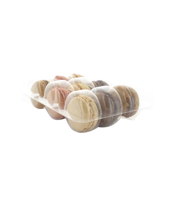 Insert plastique PET transparent 9 macarons (3x3) avec fermeture clipsable  110x160mm H20mm - 150Pcs