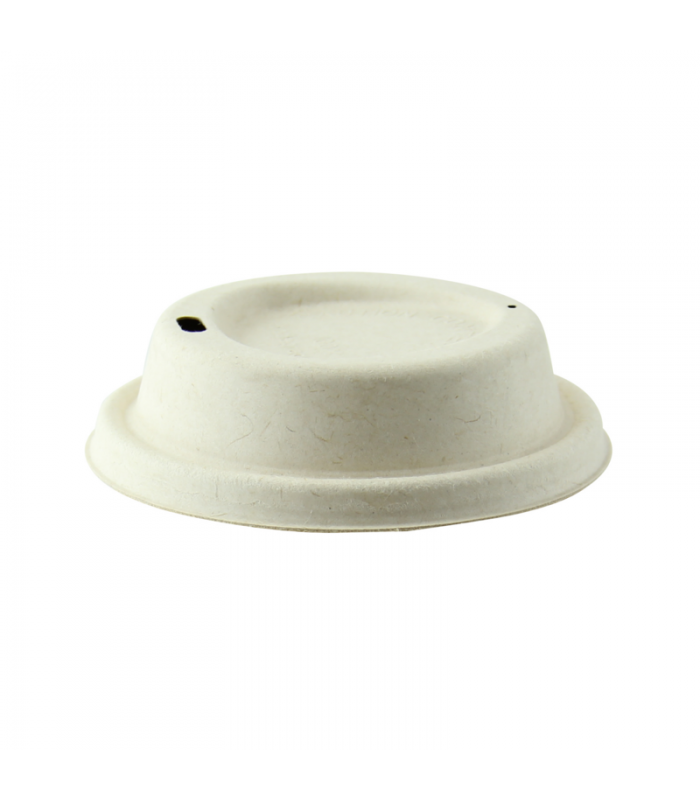 Couvercle dôme brun avec bec verseur en pulpe pour boisson chaude  H23mm - 1000Pcs