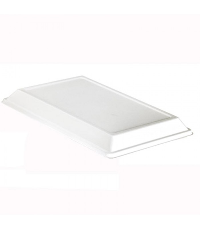 Couvercle dôme rectangulaire blanc en pulpe de canne 410x280mm H37mm - 25Pcs