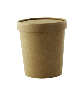 Pot carton brun chaud et froid avec couvercle carton   H100mm 470ml - 250Pcs