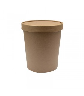 Pot carton brun chaud et froid avec couvercle carton   H118mm 560ml - 250Pcs