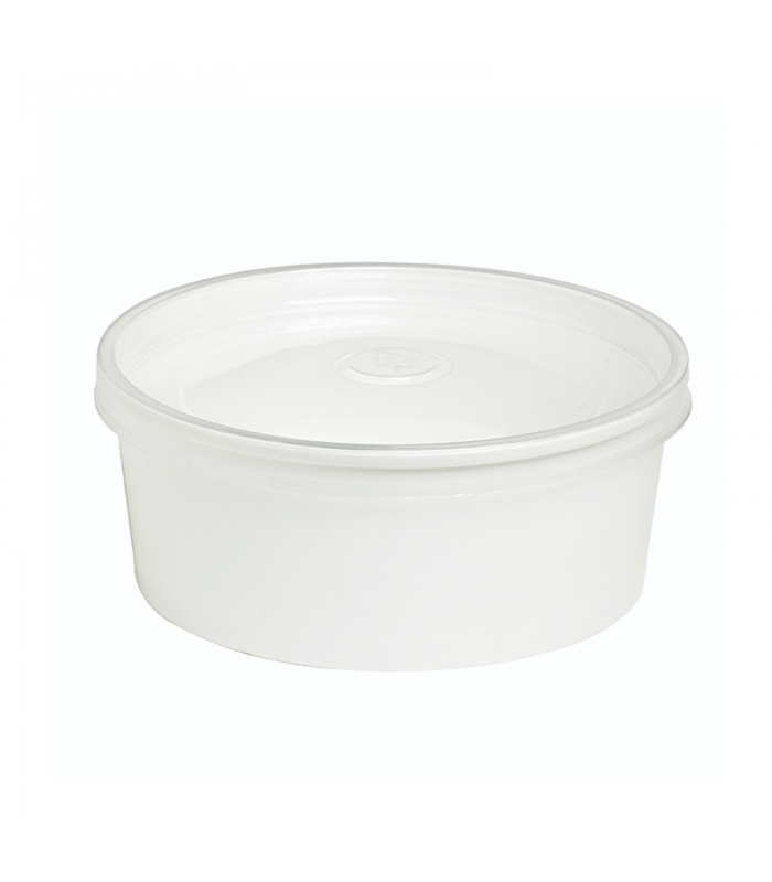 Combo Saladier rond Blanc "Buckaty" et couvercle PET    H69mm 750ml - 300Pcs