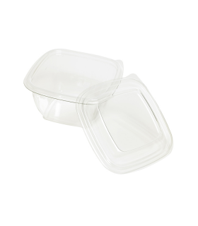 Saladier PET carré transparent  130x130mm H60mm 480ml - 100Pcs
