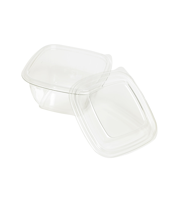 Saladier PET carré transparent  130x130mm H60mm 480ml - 100Pcs
