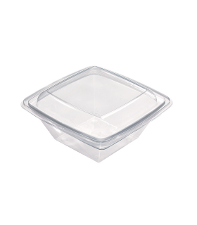 Saladier PET carré transparent  195x195mm H70mm 1000ml - 300Pcs