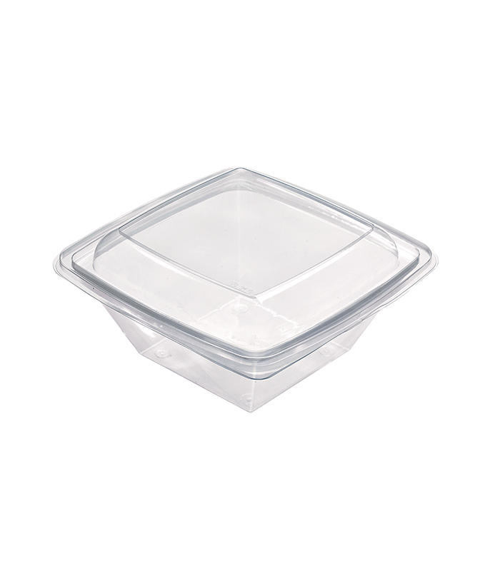 Saladier PET carré transparent  195x195mm H70mm 1000ml - 300Pcs