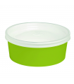 Saladier rond en carton vert avec couvercle transparent plastique PP "Buckaty"   H50mm 550ml - 240Pcs