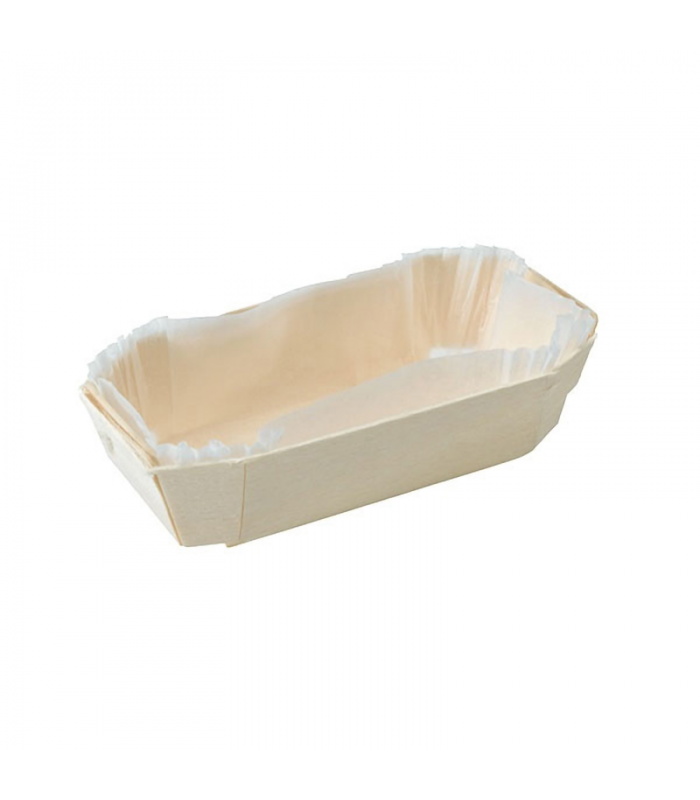 Moule de cuisson bois "Petit coeur" avec caissette papier  115x65mm H33mm 150ml - 350Pcs