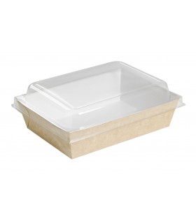 Panier à salade carton kraft brun laminé interieur blanc  220x170mm H40mm 850ml - 200Pcs