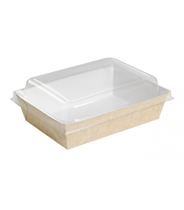Panier à salade carton kraft brun laminé interieur blanc  220x170mm H40mm 850ml - 200Pcs