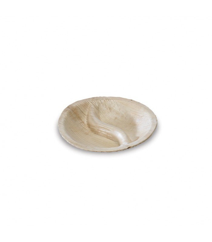 Coupelle ronde en palmier 2 compartiments "Yin Yang"  H20mm - 100Pcs