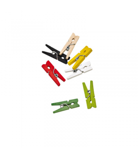 Mini pince à linge bois couleurs assorties   H25mm - 2000Pcs