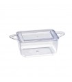 Mise en bouche plastique PS vert rectangulaire transparente avec anses et couvercle "Loukià"  96x50mm H35mm 75ml - 576Pcs